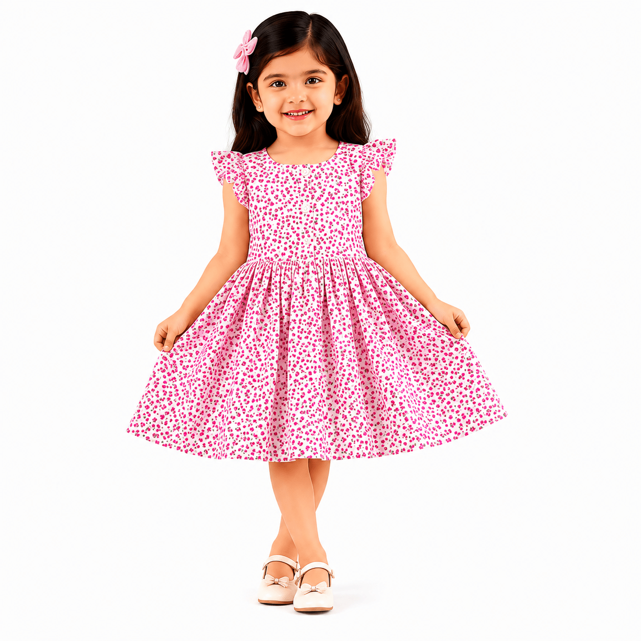 Urban Jipsy Girls Pink Petal Fit & Flare Dress - MAHERA CREATIONS PRIVATE LIMITED
