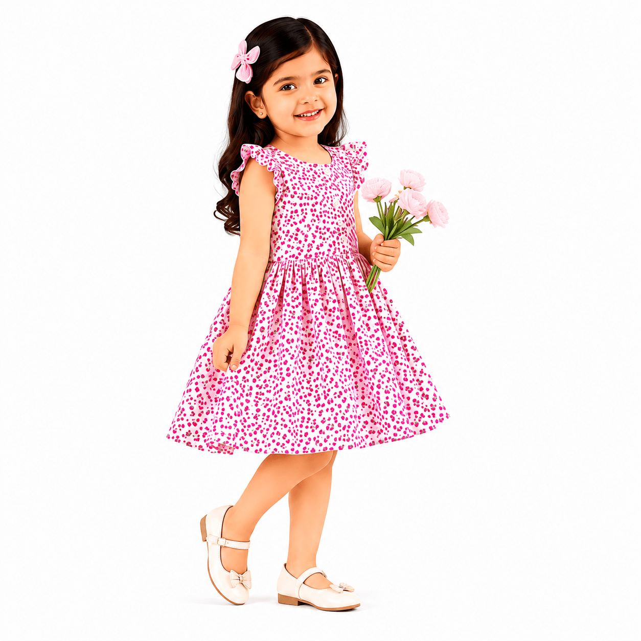 Urban Jipsy Girls Pink Petal Fit & Flare Dress - MAHERA CREATIONS PRIVATE LIMITED