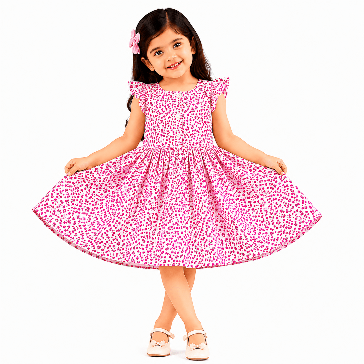 Urban Jipsy Girls Pink Petal Fit & Flare Dress - MAHERA CREATIONS PRIVATE LIMITED