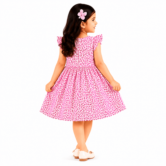 Urban Jipsy Girls Pink Petal Fit & Flare Dress - MAHERA CREATIONS PRIVATE LIMITED
