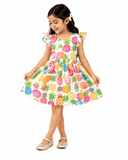 Urban Jipsy Girls Tropical Pineapple Printed Fit & Flare Dress - MAHERA CREATIONS PRIVATE LIMITED
